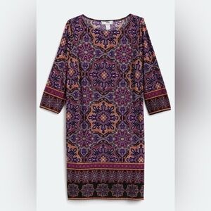 Elegant Purple Patterned Long Sleeve Dress 20W Stitch Fix
